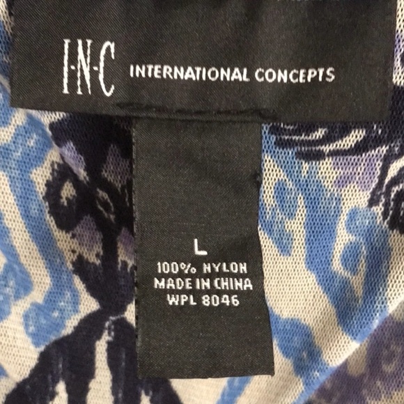 INC Blouse, EUC, Blue, Size L, Beads & Keyhole Neckline - Picture 9 of 13